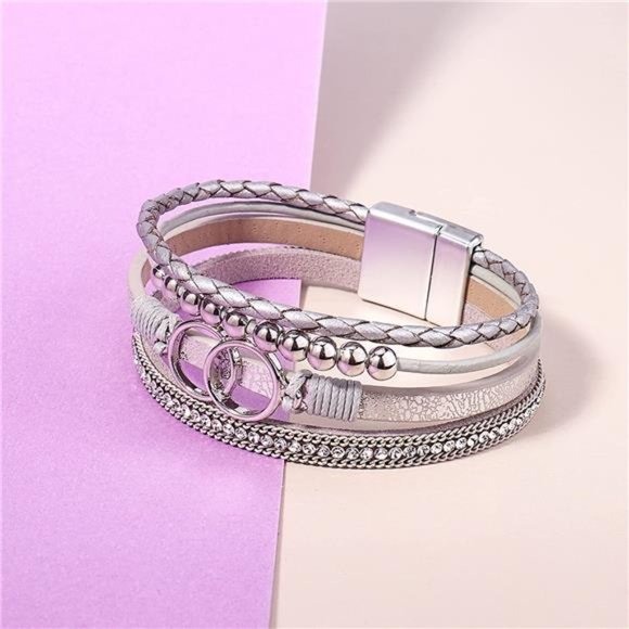 Boho Leather Wrap Bracelet - Stackable & Stylish - Picture 2 of 7